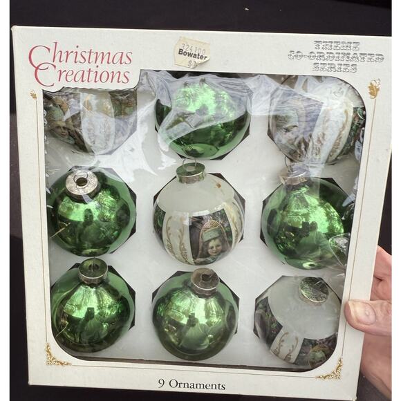 9 Vintage Elegant Krebs Glass orament blown glass Victorian Style In Box! - Picture 12 of 15